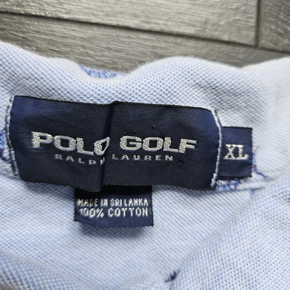VTG Polo Golf Ralph Lauren Shirt Mens XL Blue Sailfish All Over Print Marina
